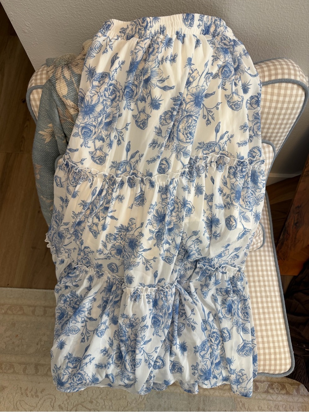 Blue Floral Maxi Dress on White